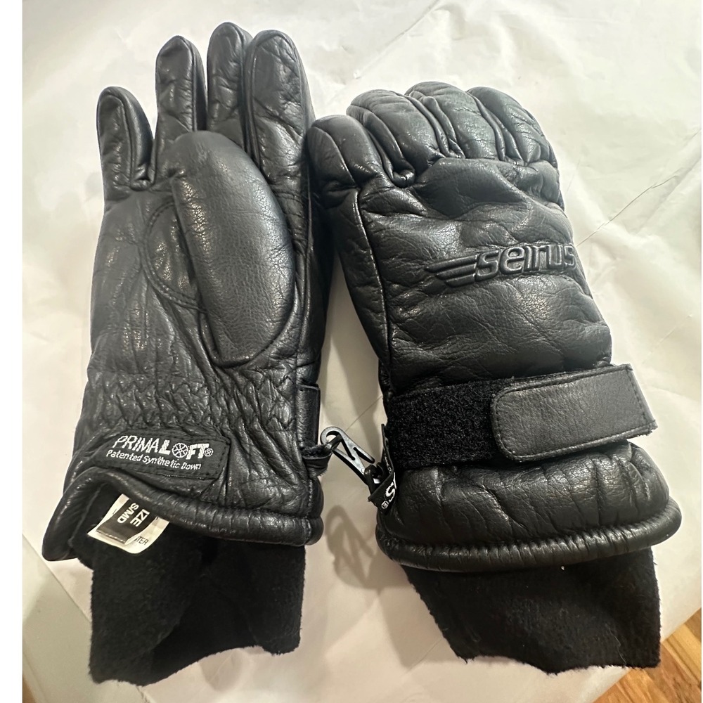 Seirus Black Leather Primaloft Insulated Winter Gloves Womens Medium LDS/MD